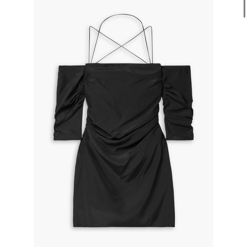 NWT Gauge81 Samaca Mini Dress in 100% Silk Black Off Shoulder Strappy Ssense